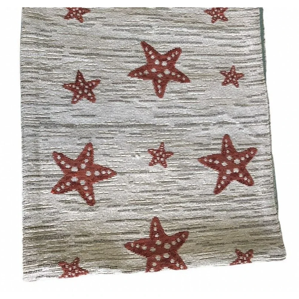Starfish Table Runner Tapestry Take Me to The Beach Lined Summer Tropical 13x72